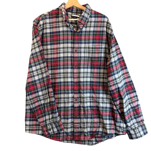 Lands End Plaid Flannel Shirt Traditional Fit Men's XL Red Blue Green - Picture 1 of 8
